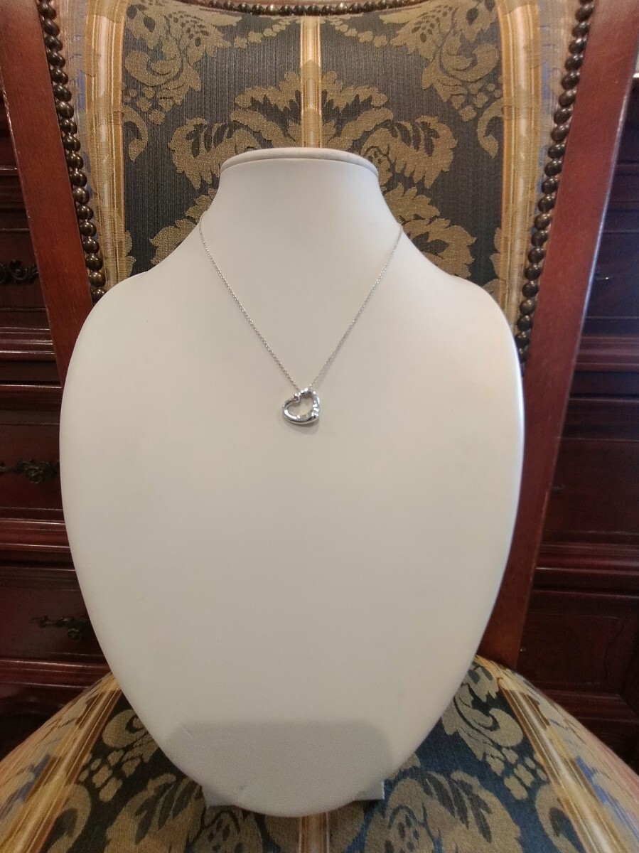 新品 正規品 ティファニー tiffany&co. ネックレス シルバー ティファニーオープンハート ピンクサファイア 箱 巾着 紙袋 プレゼント_画像6