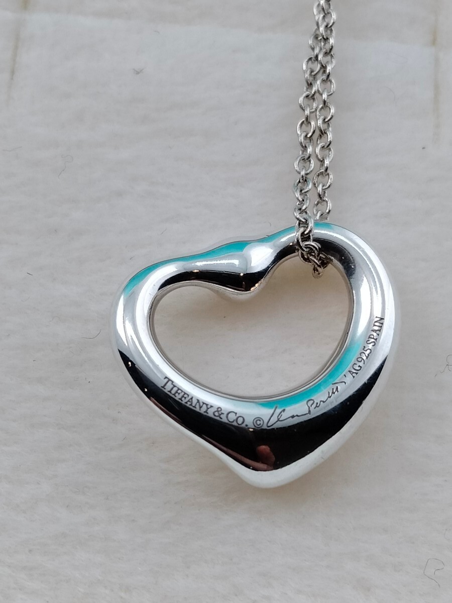新品 正規品 ティファニー tiffany&co. ネックレス シルバー ティファニーオープンハート ピンクサファイア 箱 巾着 紙袋 プレゼント_画像9