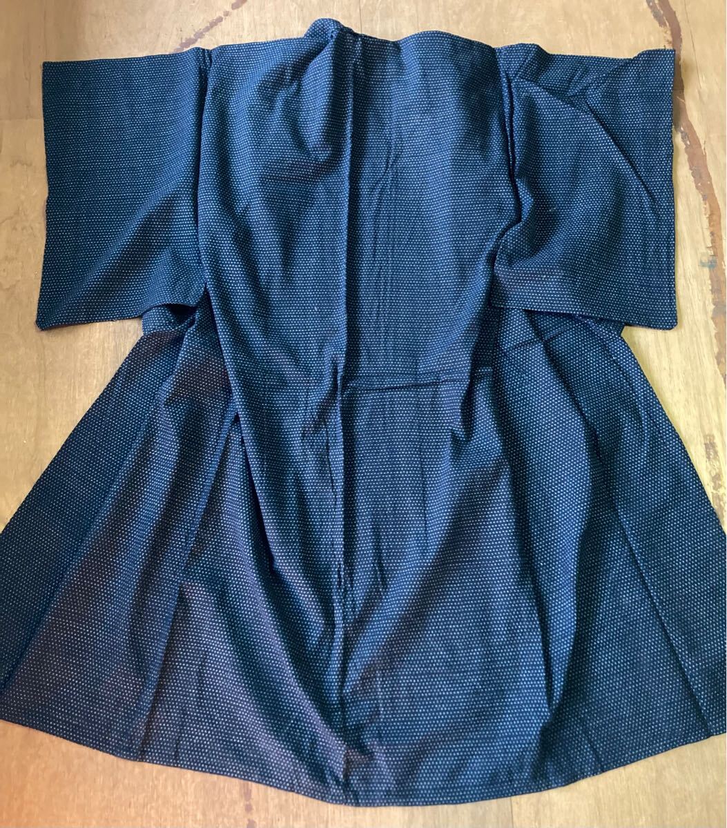 2802 着物 藍染 絣 かすり リメイク 古布 木綿 身丈133cm 胴幅