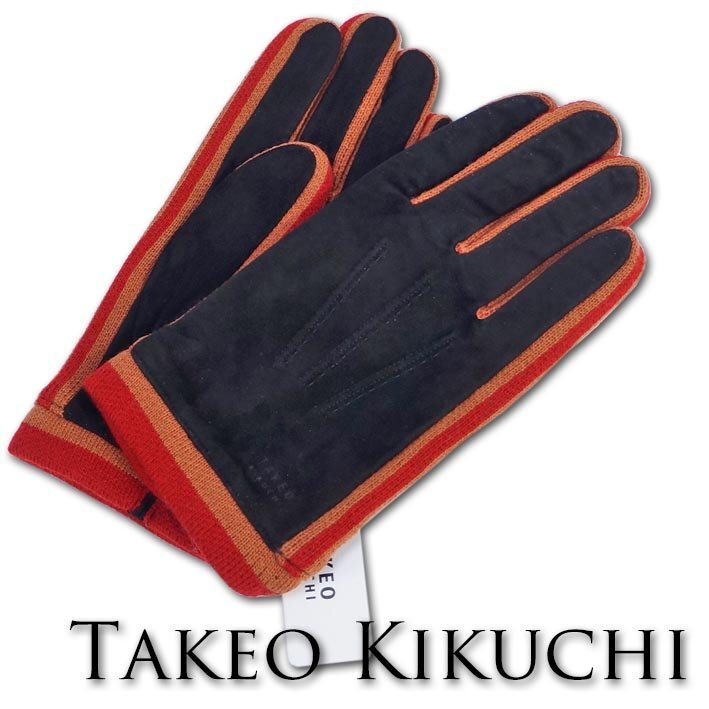 タケオキクチ TAKEO KIKUCHI 山羊革 グローブ 手袋 メンズ ブラック 黒 新品 正規品 通勤 プレゼント ギフト クリスマス バレンタイン
