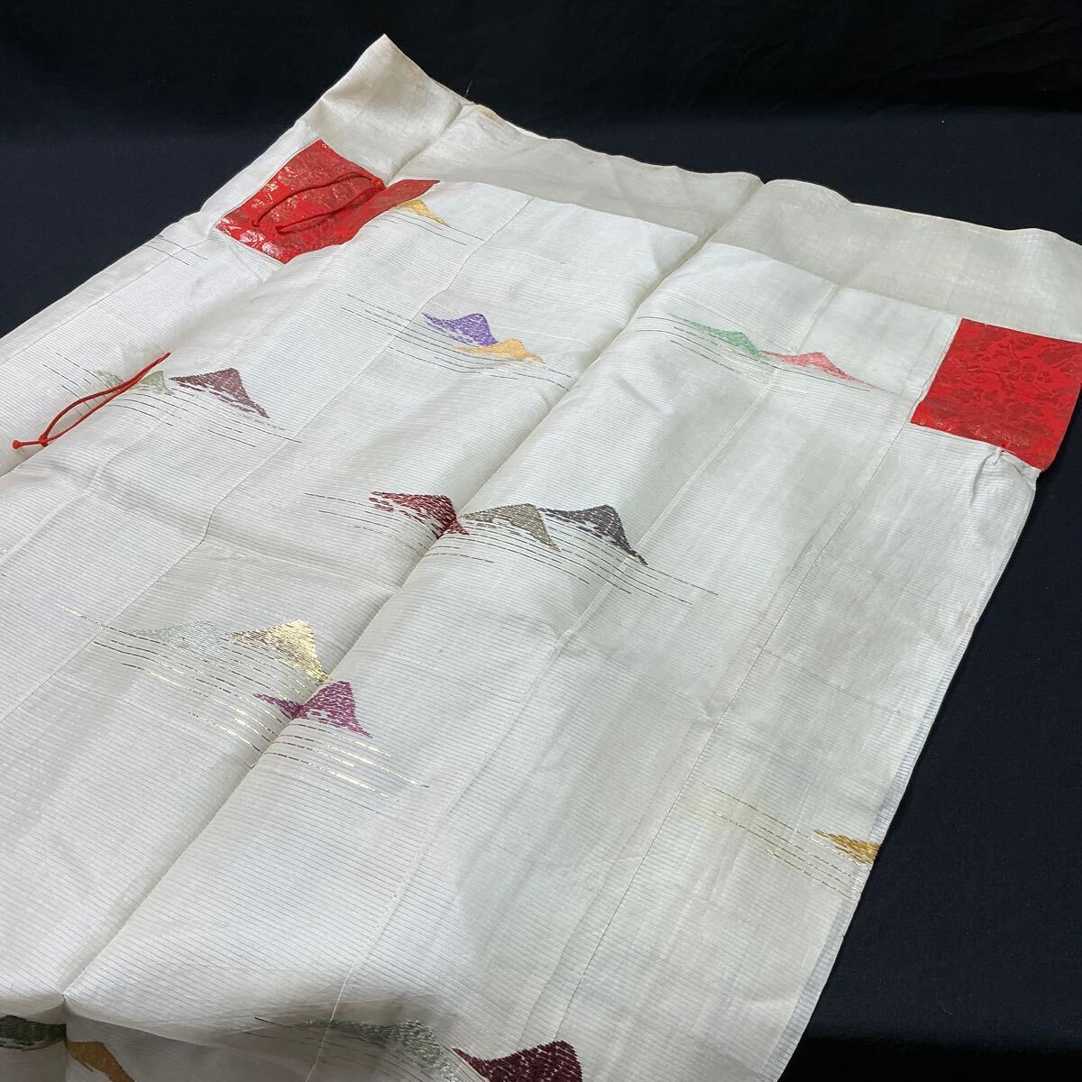 【A671】送無 真言宗 七條袈裟 金糸刺繍 白地 夏用 法衣 法要 装束 着物 僧侶 お坊さん