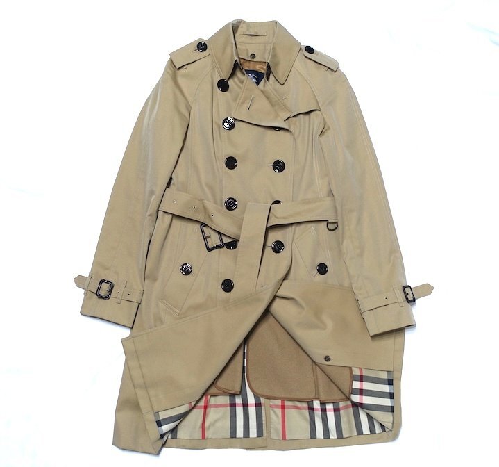 超美品 BURBERRY LONDON バーバリー ロンドン ライナー付 ロング トレンチコート ノバチェック里地 ベージュ レディース 36 アウター