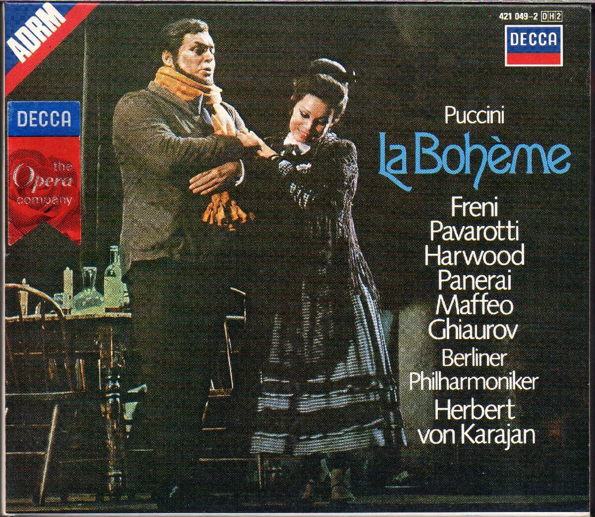 プッチーニ：ボエーム　カラヤン＝BP； フレーニ(S) パヴァロッティ(T) 他 （DECCA＊421049・2CD）