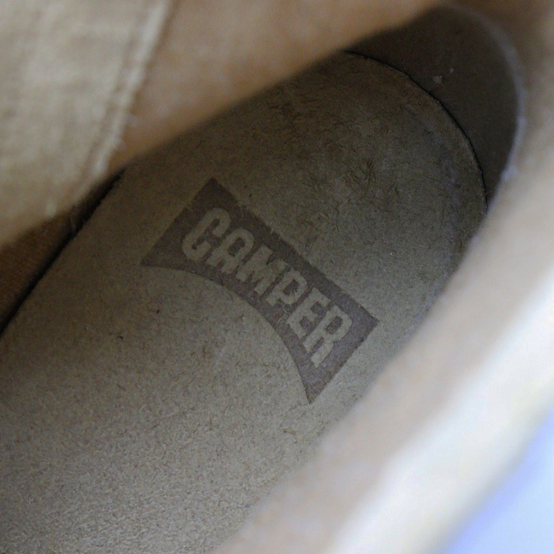 美品 カンペール CAMPER Kiara キアラ レザー アンクルブーツ 38(24cm)/ベージュ チャンキーヒール フロントジップ【2400014218725】