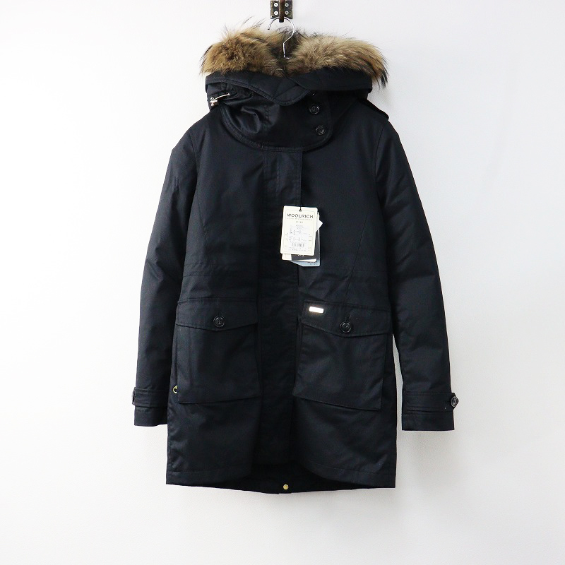 WOOLRICH ブラック ダウンジャケット・コート ファー XS