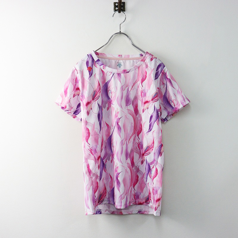 未使用 デサント DESCENTE DMWPJA50 総柄グラフィック Tシャツ L/ピンク トップス カットソー メッシュ 半袖【2400014215106】