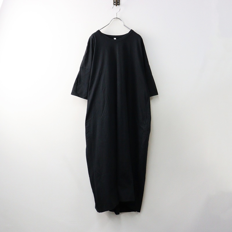 ゼロエイトサーカス 08sircus Lotus cross jersey crew long dress ジャージークルーロングドレス 1/ブラック【2400014224542】