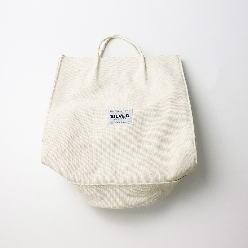 極美品 シルバー SILVER FLIPPER(S) フリッパー Sサイズ/キナリ キャンバス トートバッグ 丸型底【2400030076460】