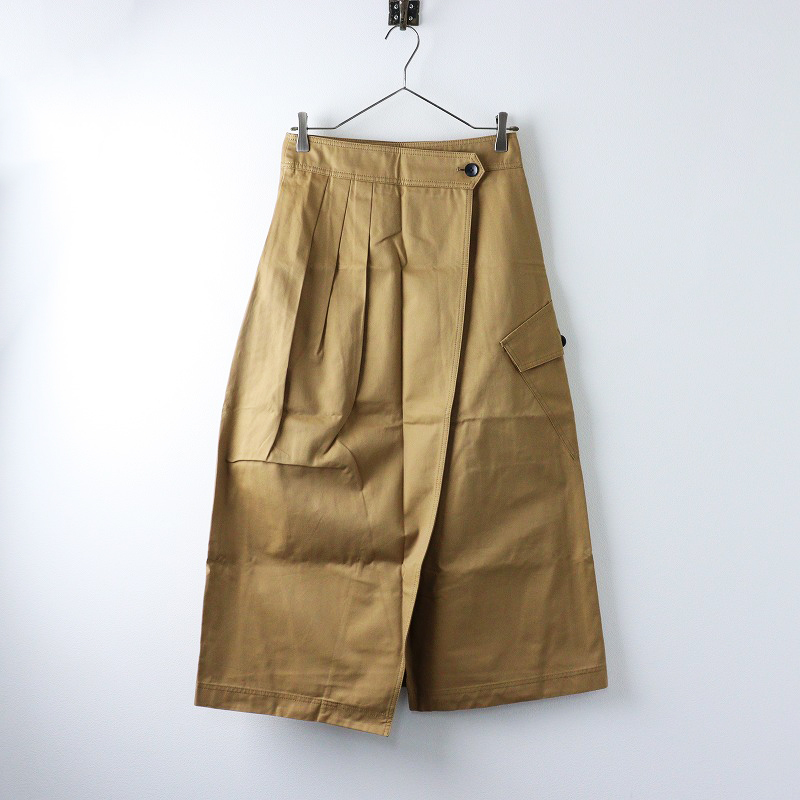 チノ CINOH COTTON FRONT TUCKED WRAP SKIRT コットン ラップスカート 38/■ キャメル ボトムス【2400014230543】