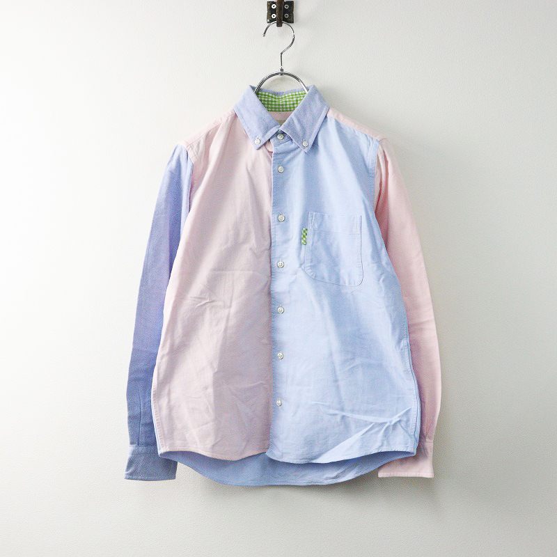 モリカゲシャツキョウト MORIKAGE SHIRT KYOTO 京都 ツートン ボタンダウン シャツ ブラウス S/ピンク ブルー【2400014229370】