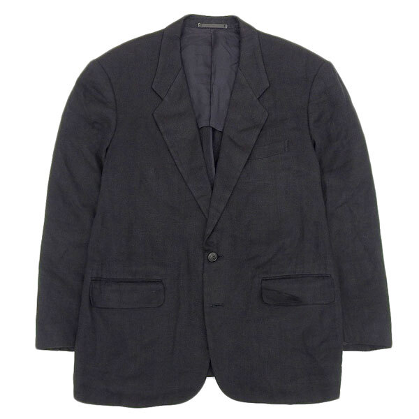 コムデギャルソンオム COMME des GARCONS HOMME リネン ジャケット メンズ 黒 ブラック sizeS 80's ヴィンテージ HJ-02008S [Y03378]
