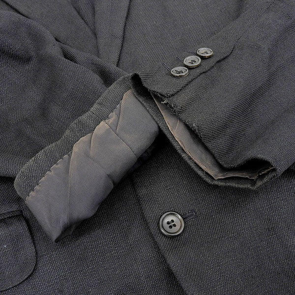 コムデギャルソンオム COMME des GARCONS HOMME リネン ジャケット メンズ 黒 ブラック sizeS 80's ヴィンテージ HJ-02008S [Y03378]