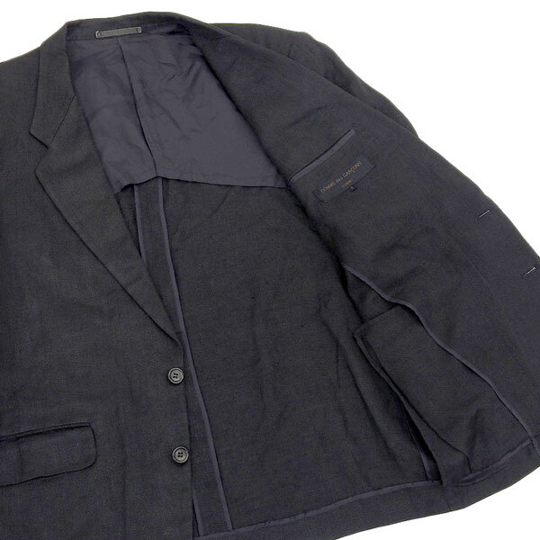 コムデギャルソンオム COMME des GARCONS HOMME リネン ジャケット メンズ 黒 ブラック sizeS 80's ヴィンテージ HJ-02008S [Y03378]