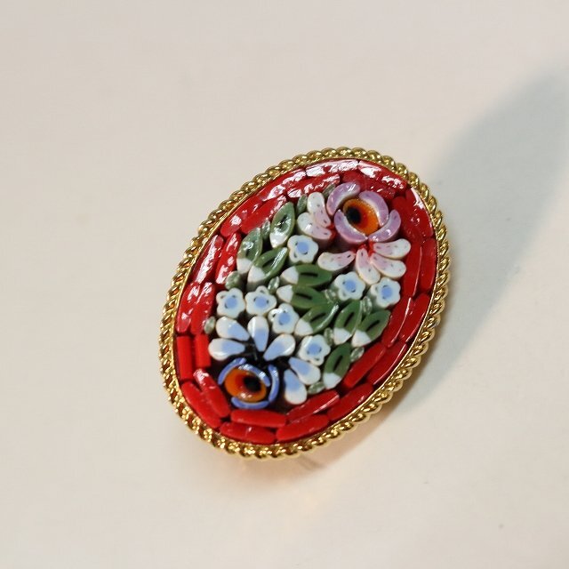 ◆◇イタリア モザイク( Mosaic/ ITALY, 1970年頃) ミニブローチ ◇◆ヴィンテージのお洒落なアクセサリー women's girls dby12251-c