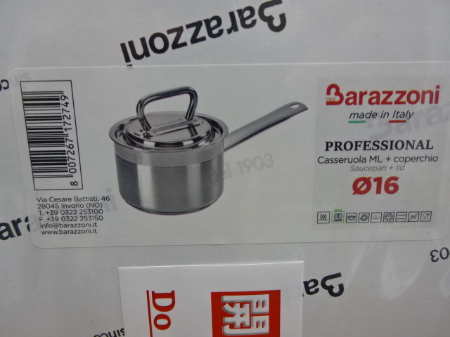 【新品未使用品】 Barazzoni（バラゾーニ） ソースパン 16cm PROFESSIONAL 169610016