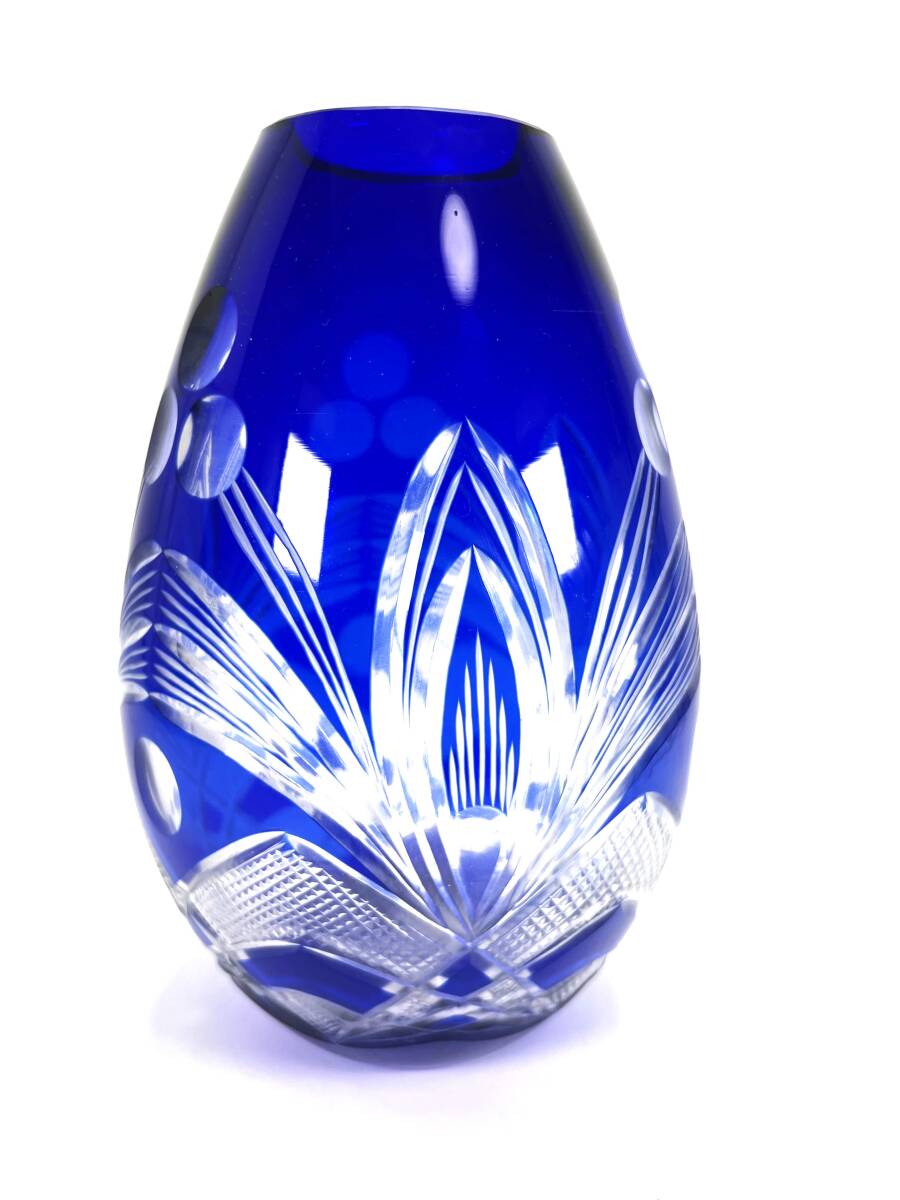 【送料無料・蔵出し品】江戸切子ガラス 花器 壺 置物 日本伝統工芸品 花入れ 花器
