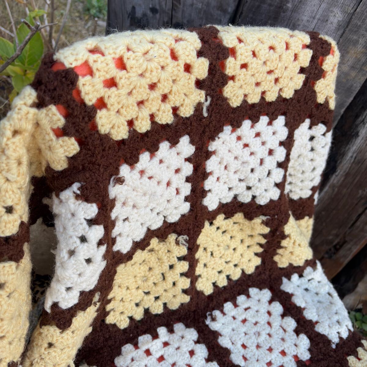 【USA vintage】granny blanket グラニーブランケット スクエア レトロ アメリカ ビンテージ