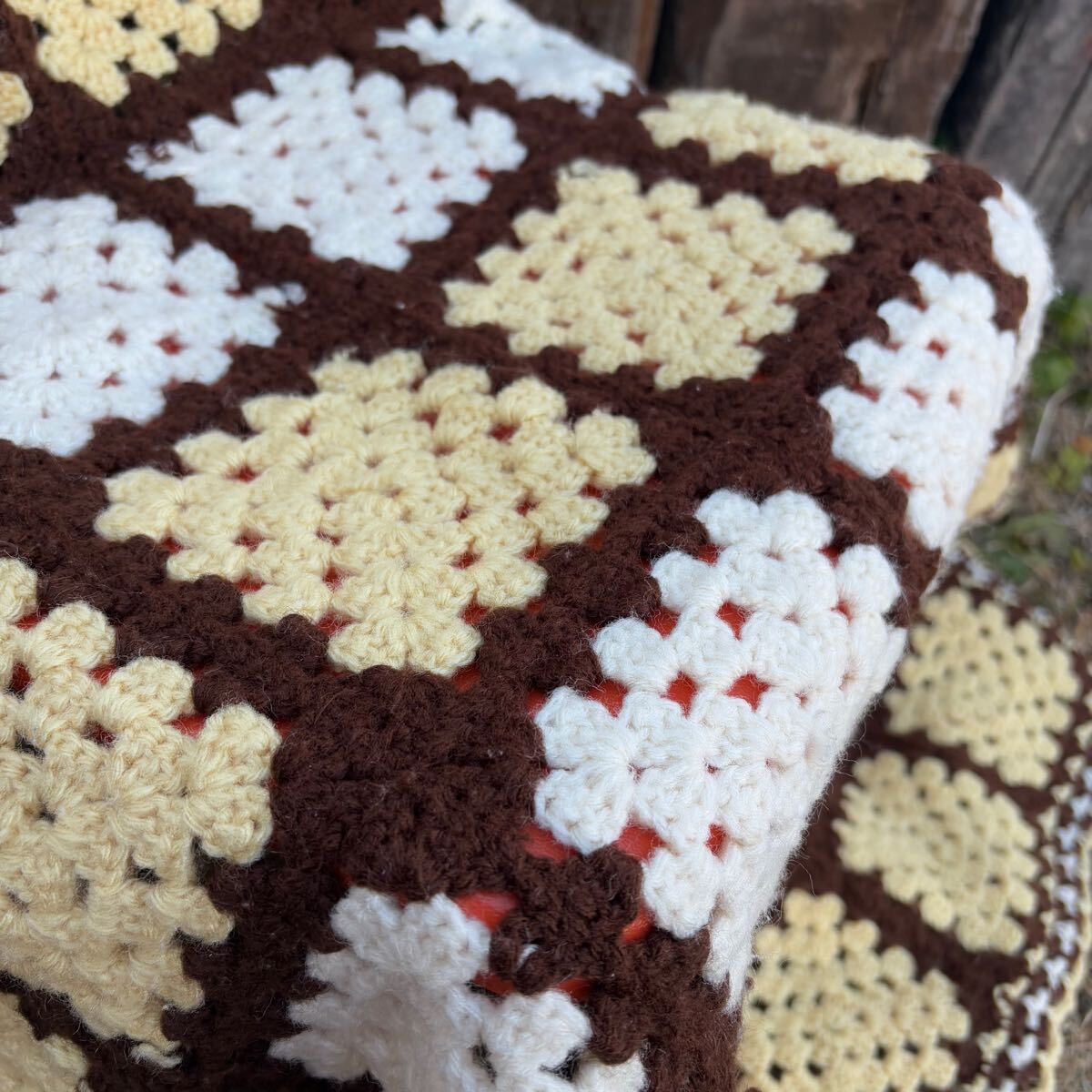 【USA vintage】granny blanket グラニーブランケット スクエア レトロ アメリカ ビンテージ