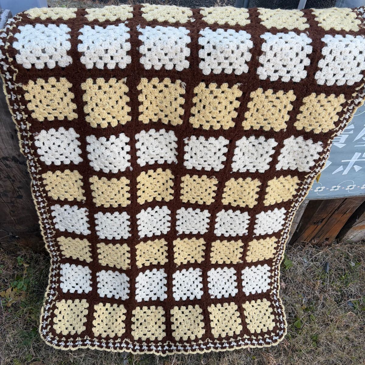 【USA vintage】granny blanket グラニーブランケット スクエア レトロ アメリカ ビンテージ
