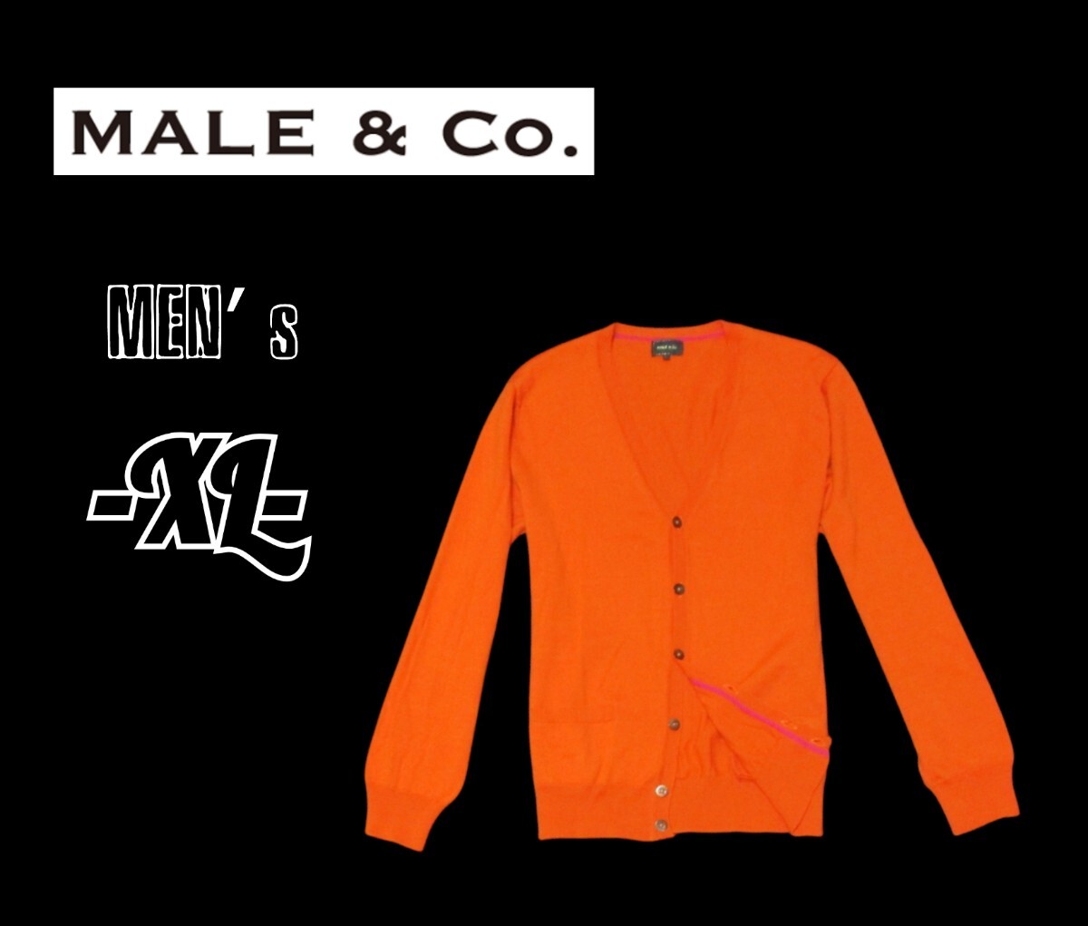 メンズXL◇MALE&Co◇カーディガン　オレンジ
