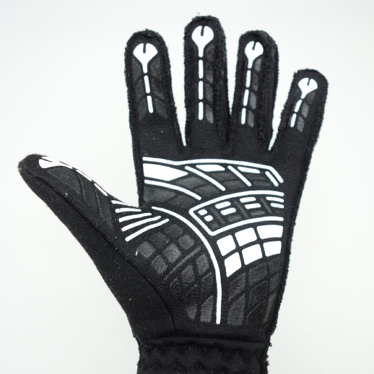 { не использовался товар } alpinestars TECH-1 ZX перчатка для гонок BLACK / WHITE Size:M [ не использовался товар / померить только / дом хранение товар ] (C1C)