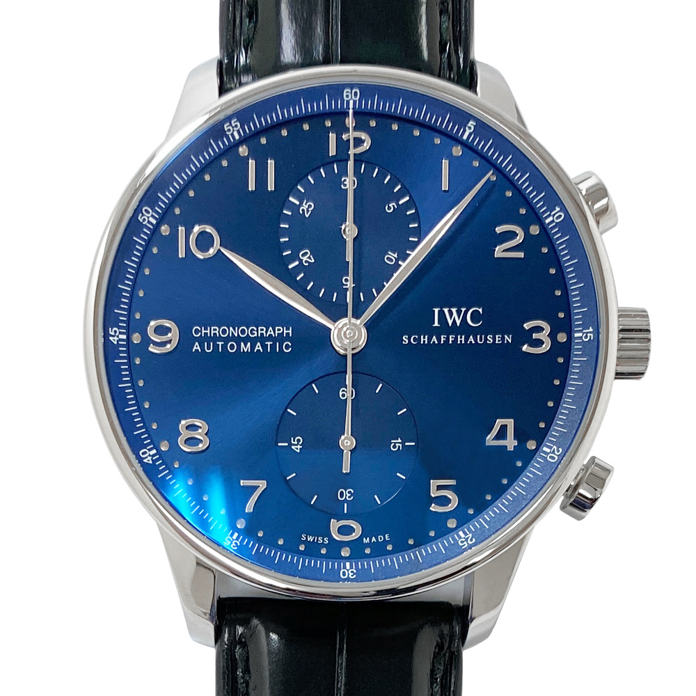 [中古] IWC ポルトギーゼ クロノグラフ IW371491 自動巻き ステンレススチール ワニ革 クロノグラフ ブルー 41mm アイダブリューシー