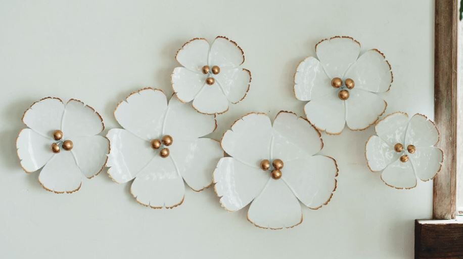 輸入雑貨 Wall Deco 6ホワイト Flower 壁飾り アイアン リビングスタジオ 直輸入 ブリキ モダン クラシック アンティーク CILB-17 送料無料