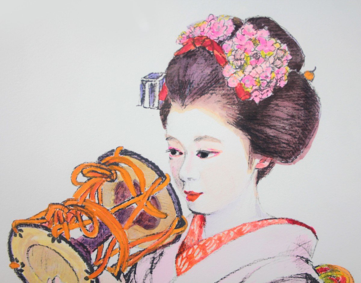 舞妓 舞子 鼓 作者 詳細 不明 キャンバス 約縦78×横59×厚さ2.3 舞妓 舞子 鼓 作者 詳細 不明 キャンバス 約縦78×横59×厚さ2.3