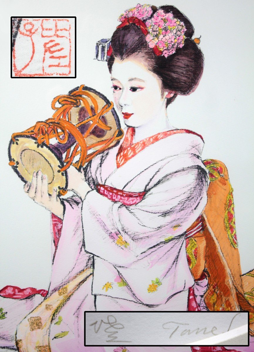 舞妓 舞子 鼓 作者 詳細 不明 キャンバス 約縦78×横59×厚さ2.3 舞妓 舞子 鼓 作者 詳細 不明 キャンバス 約縦78×横59×厚さ2.3