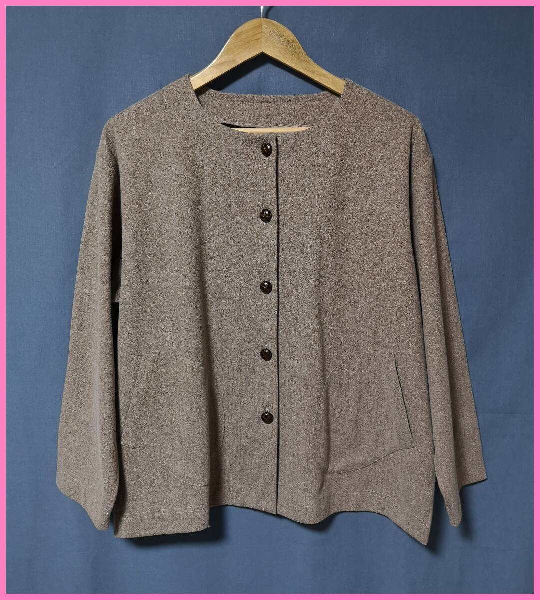 ＪＫＴ‐８９☆春秋☆新品☆送料込み☆即決☆ナチュラル系☆厚手のTシャツぐらいの厚み☆Ｍ～Ｌサイズ☆ジャケット☆ブラウン系☆表起毛☆
