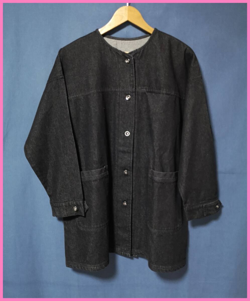 ＪＫＴ‐９２‐２☆春秋冬☆新品☆送料込み☆即決☆ナチュラル系☆綿デニム素材☆M～Lサイズ☆ジャケット☆黒☆ゆったり