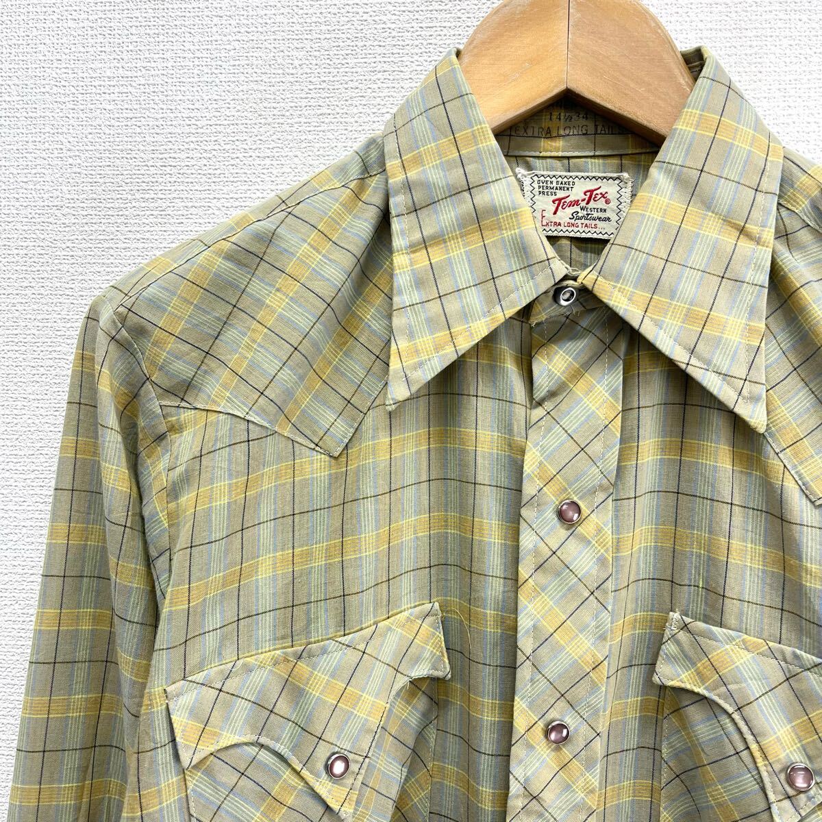 TEM TEX テムテックス 60s 60年代 チェックウエスタンシャツ TEM TEX テムテックス 60s 60年代 チェックウエスタンシャツ