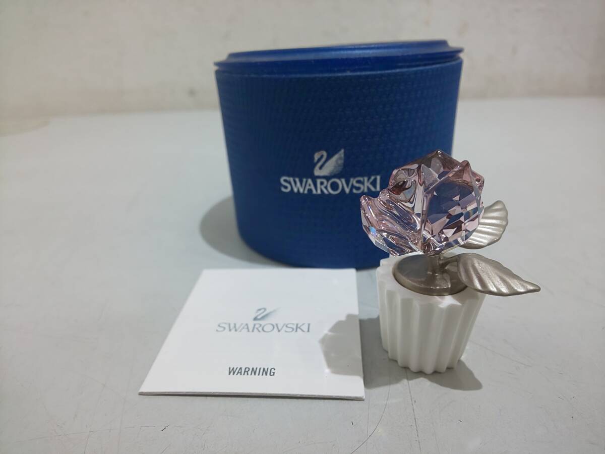 63983★未使用 『SWAROVSKI スワロフスキー 5045566 バラ ピンク ブランド 置き物 花 薔薇