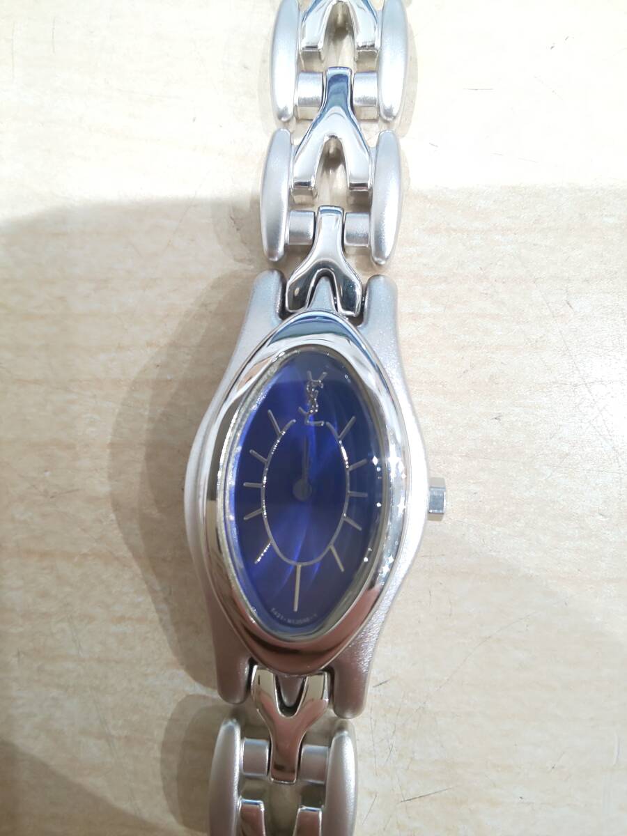 63997★未使用 保管品 YSL 5421-H08151 YO SS ブルー文字盤 レディース 腕時計 不動