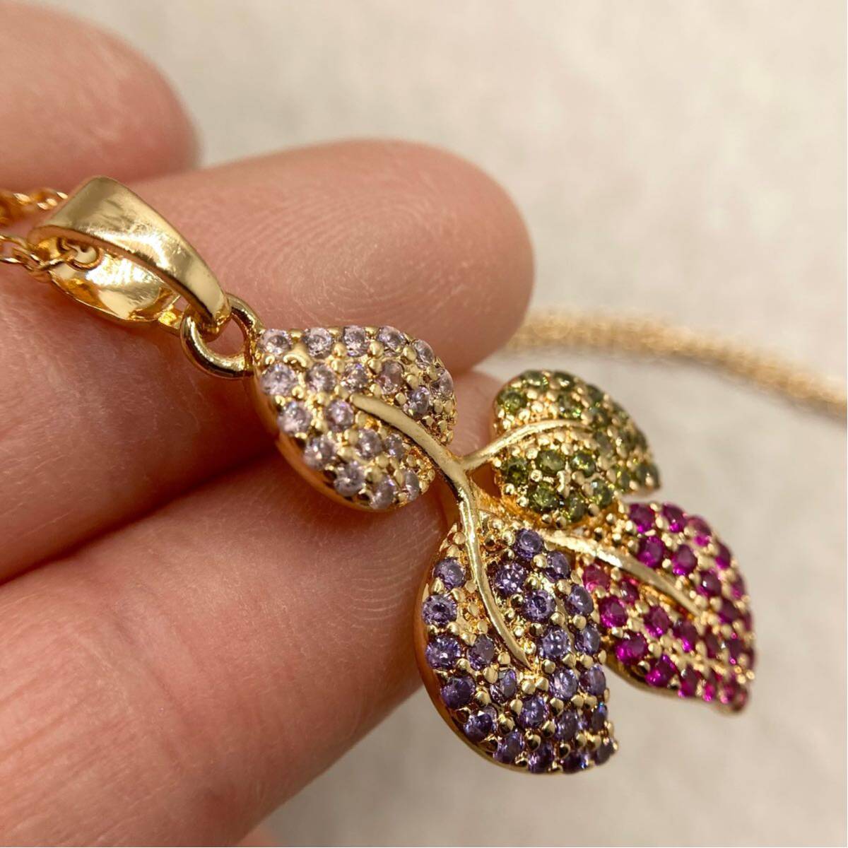  многоцветный Cubic Zirconia. лист .. дизайн подвеска * женский колье Gold аксессуары рубин аметист новый товар драгоценнный камень Y-R