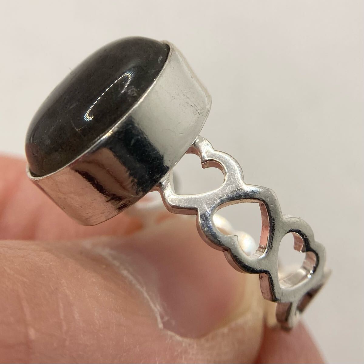 天然石★13号14号★ラブラドライトのハートリング★レディース指輪シルバーアクセサリーカラーストーンエスニックアジアン雑貨Y-RSHOP卸売_画像3