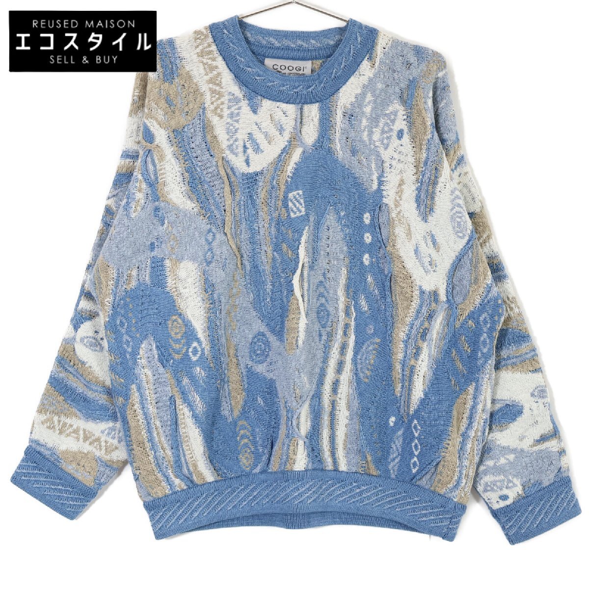 COOGI クージー blue総柄 3Dニット ブルー ホワイト ベージュ SS COOGI クージー blue総柄 3Dニット ブルー ホワイト ベージュ SS