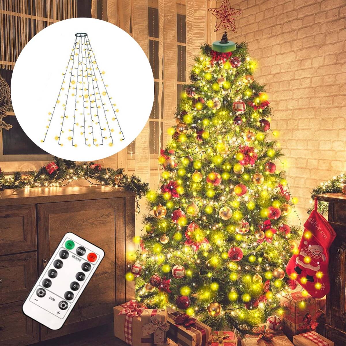 【特価商品】用 クリスマス/正月/パーティー/誕生日/記念日/お祭り/新年/クリスマスツリー 高輝度 IP44防水 屋外 タイマー