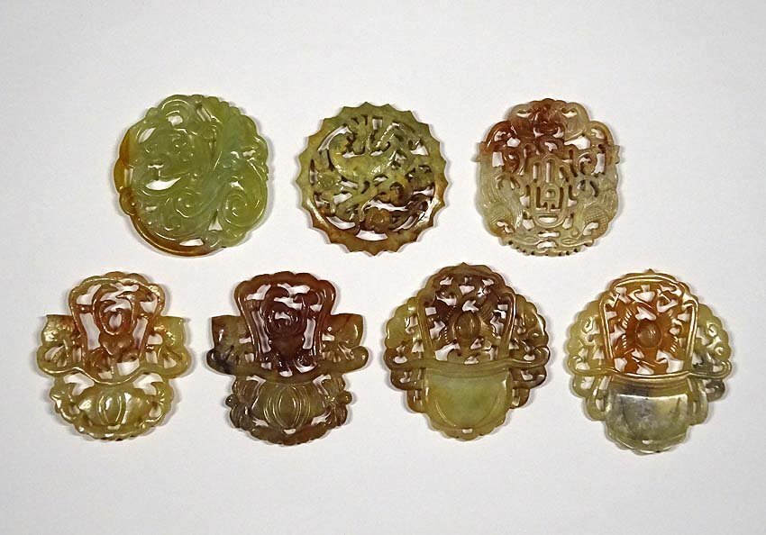 緑屋t□ 中国古玩 玉石 玉牌 7点 唐物 時代物 i9/2-6414/26-2#60 緑屋t□ 中国古玩 玉石 玉牌 7点 唐物 時代物 i9/2-6414/26-2#60
