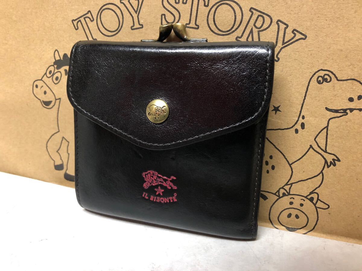 【美品】イルビゾンテ IL BISONTE がま口2つ折り財布