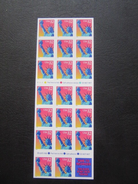  America марка .6.4$ 32 цент ×20 листов The Statue of Liberty не использовался 