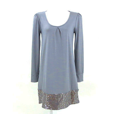 ブラックバイマウジー moussy グレー スパンコール ワンピース F