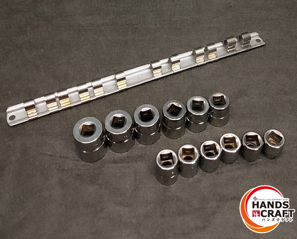 ★ Snap-on 3/8 シャロ―ソケット 12個セット 8〜19mm FSM81 〜 FSM191 中古品 ホルダー付 スナップオン