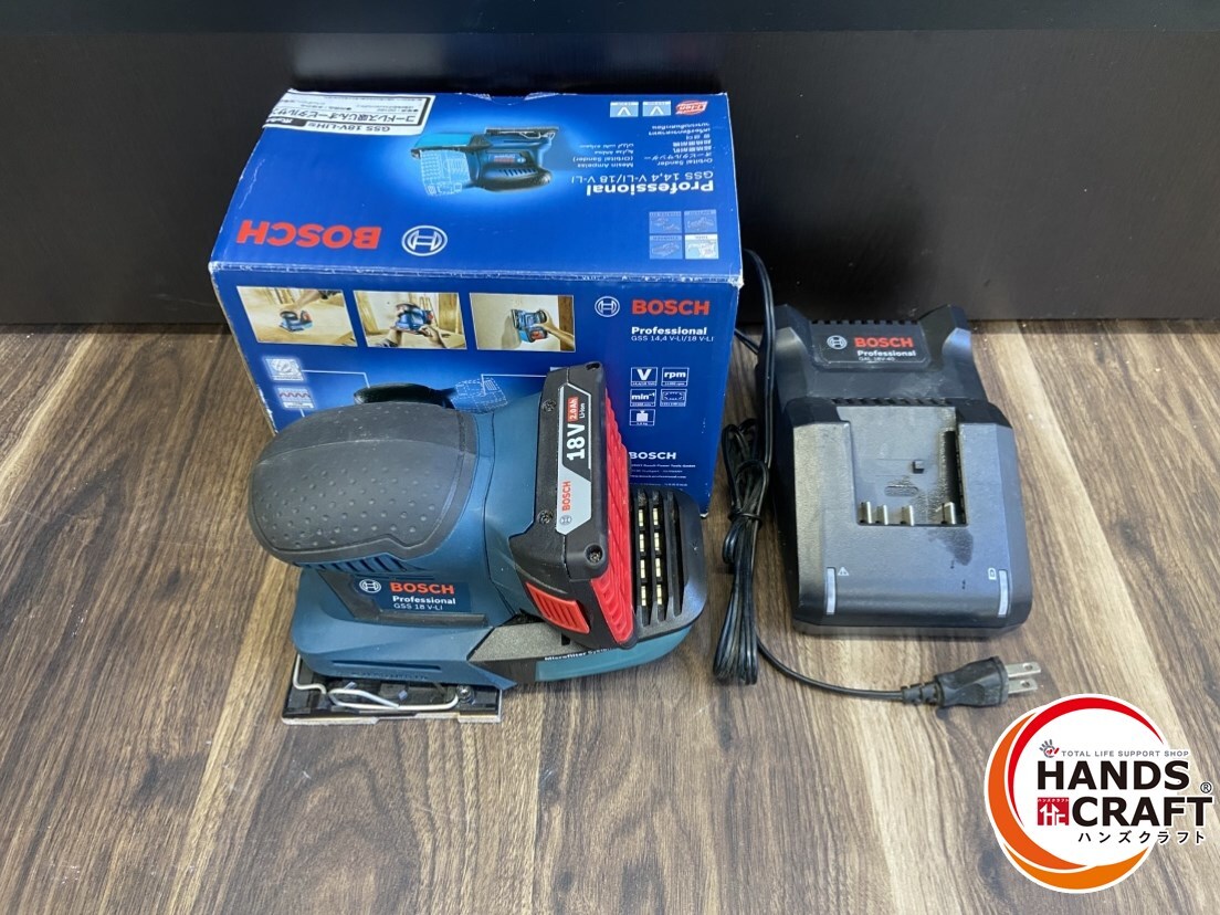 ♭【中古品】BOSCH ボッシュ GSS18V-LI コードレス吸じんオービタルサンダー 18V バッテリー 充電器【中古】