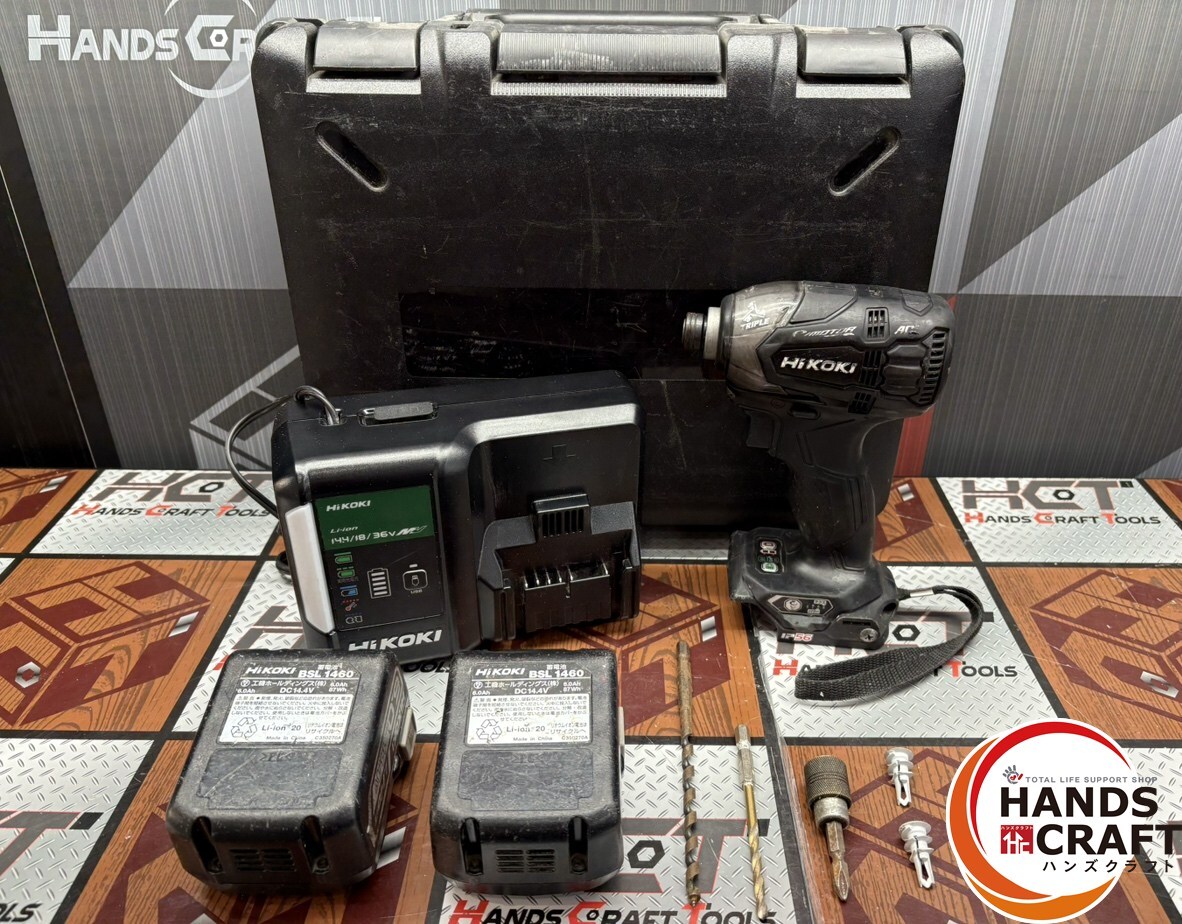 〇ハイコーキ HiKOKI WH14DDL2 コードレスインパクトドライバ 18V バッテリー×2・充電器付き【中古】