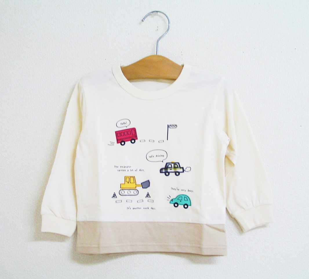 ★新品80cm★DILASH 長袖Tシャツ (乗り物柄/オフホワイト) ディラッシュ