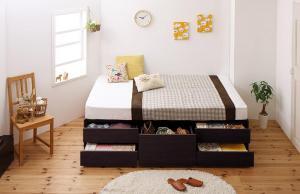 シンプルデザイン_大容量チェストベッド SchranK シュランク ナチュラル アイボリー