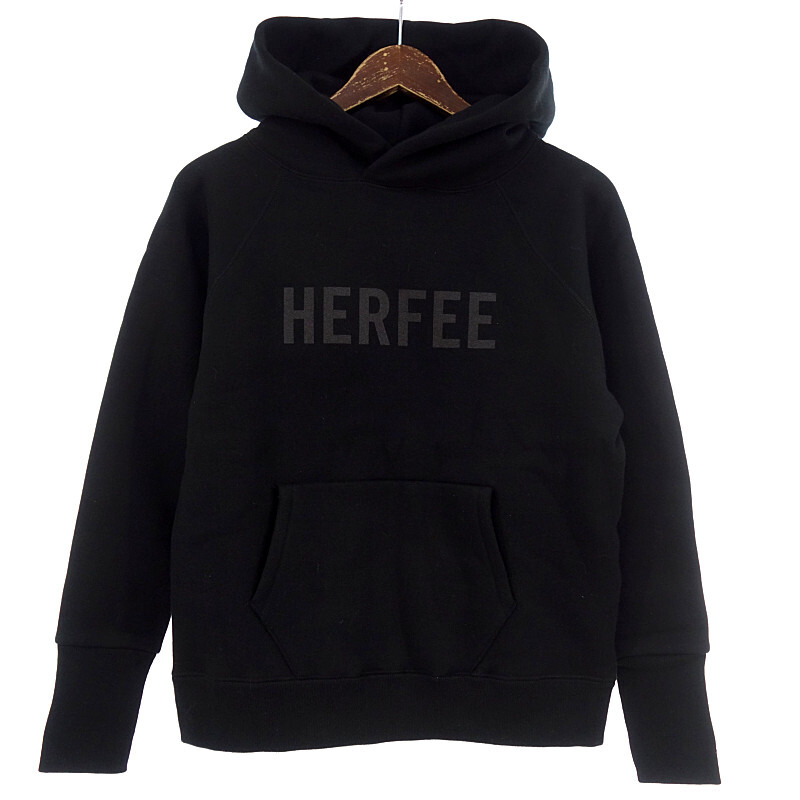 HERFEE プリント スウェット プルオーバー パーカー ブラック サイズ レディース-