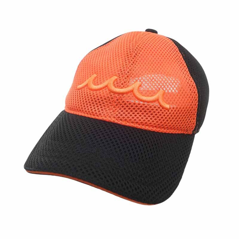MUTA MARINE GOLF WAVEロゴ フルメッシュ キャップ オレンジ×ブラック サイズ ユニセックス57-59cm