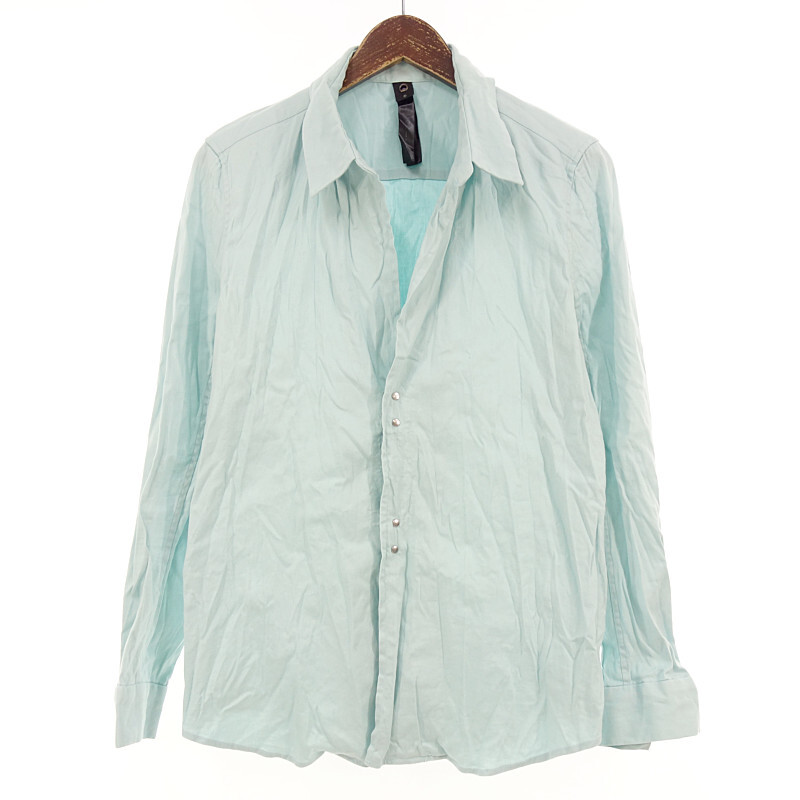 WJK linen hook shirt リネン フック シワ 加工 長袖 シャツ ブルー サイズ メンズS